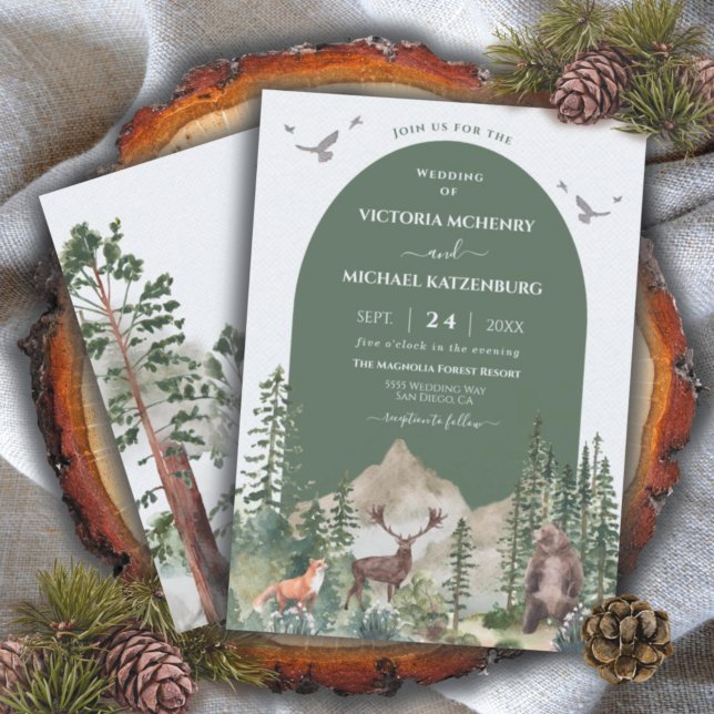 Mountain Woodland forest Animals Wedding Arch Invitation (Creator Uploaded)