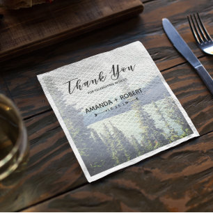 Mountain Woodland Forest Lakeside Wedding Custom © Napkin