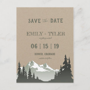 Mountain Woodland Forest Trees Photo Save The Date Announcement Postcard
