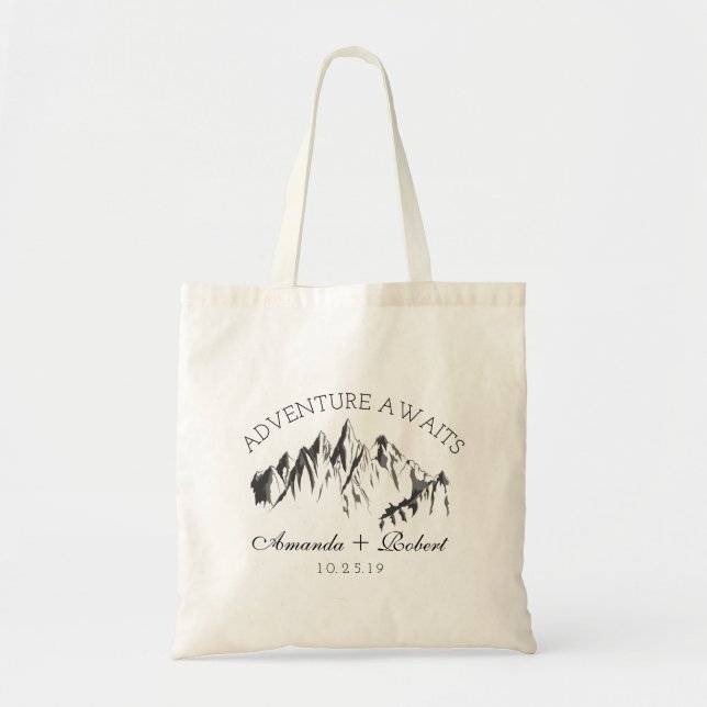 Mountain Woodland Forest Wedding Favour Gift Tote Bag (Front)