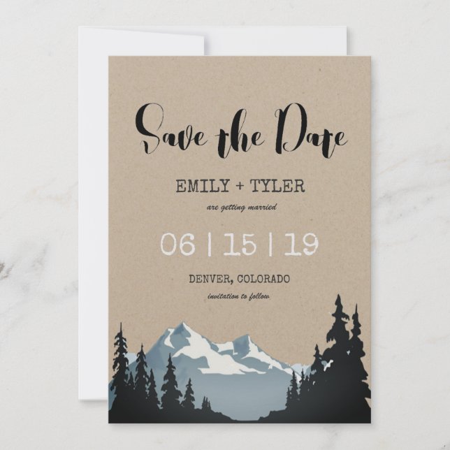 Mountain Woodland Forest Wedding Save The Date Invitation (Front)