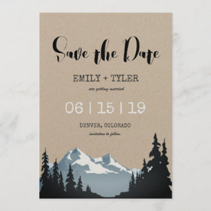 Mountain Woodland Forest Wedding Save The Date Invitation
