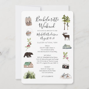 Mountain Woods Bachelorette Weekend Itinerary Invitation