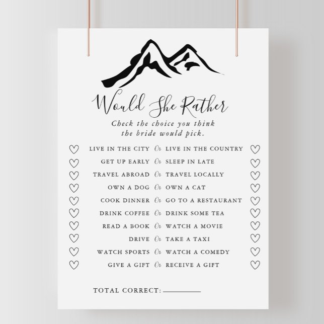 Mountain Would She Rather Bridal Shower Game (Creator Uploaded)