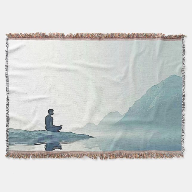 Mountain Zen Peaceful Meditation Design Throw Blanket (Front)