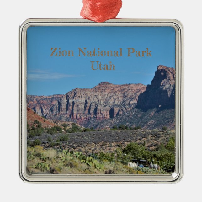 Mountain Zion National Park Metal Tree Decoration (Front)