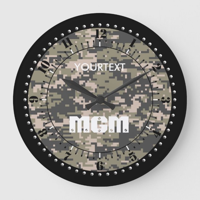 Mountaineer Digital Camouflage Personalised Large Clock (Front)