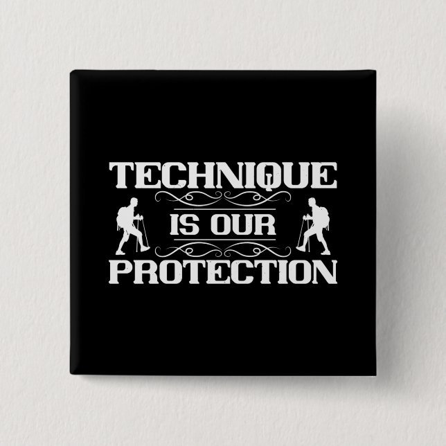 Mountaineering -Technique Is Protection 15 Cm Square Badge (Front)
