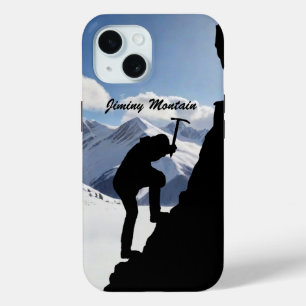 Mountaineering with Climber Silhouette and Mtns iPhone 15 Case