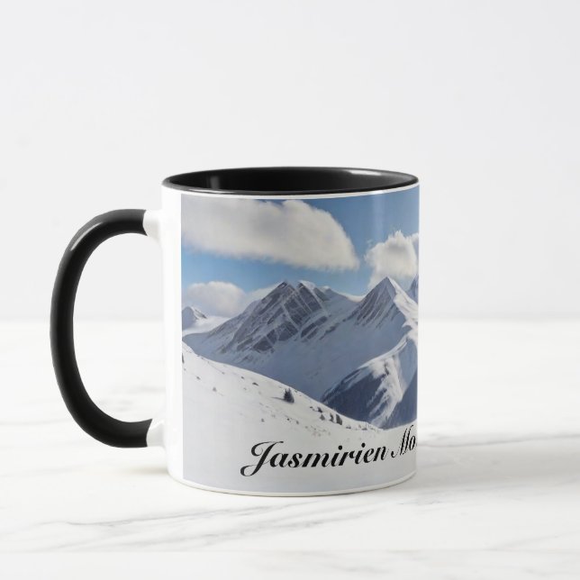 Mountaineering with Climber Silhouette and Mtns Mug (Left)