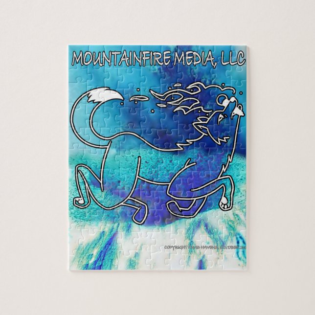 MountainFire Coyote Leaping over Volcano Design 2 Jigsaw Puzzle (Vertical)