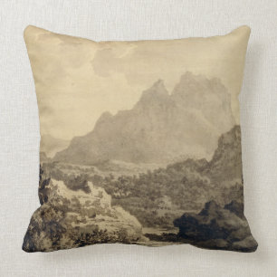 Mountainous Landscape, c.1780 (grey and brown wash Cushion