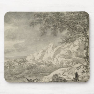 Mountainous Landscape with a Hiker Mouse Pad