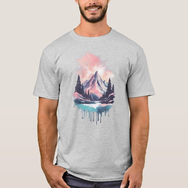 Mountains 11 waterfall, gift, hills, sun T-Shirt (Front)