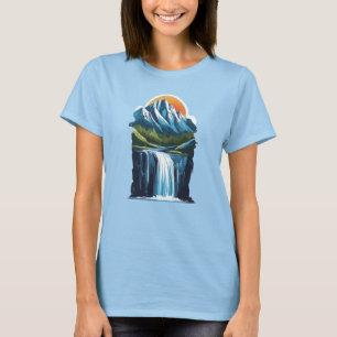 Mountains 6 waterfall, gift, landscape, sun T-Shirt