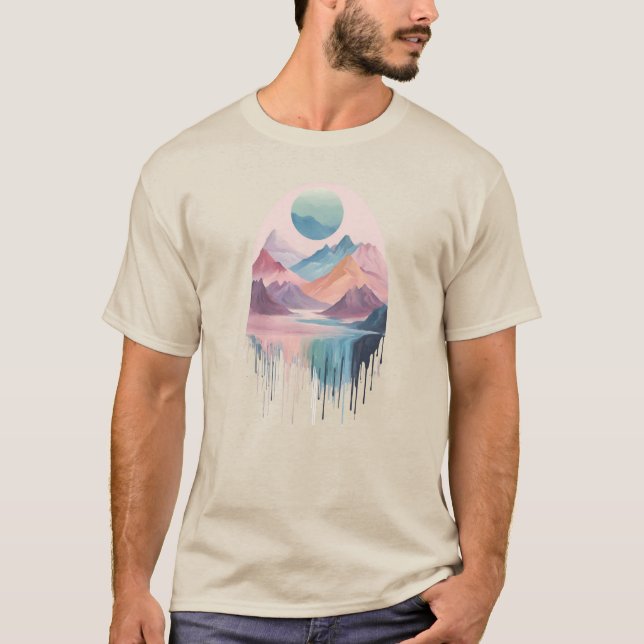 Mountains 9 waterfall, gift, hills, sun T-Shirt (Front)