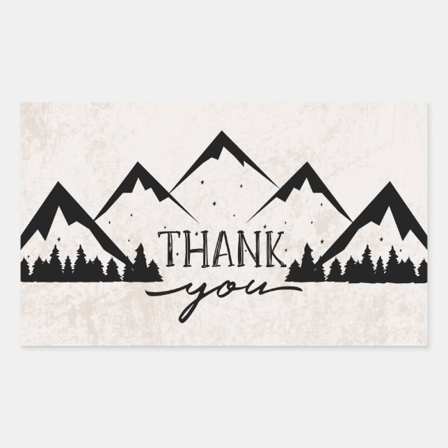 Mountains Adventure Begins Wedding Thank You Rectangular Sticker (Front)