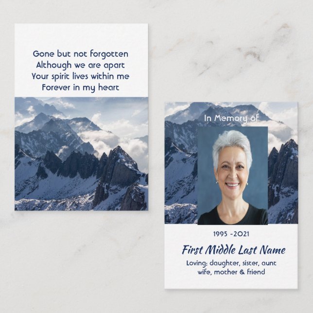 Mountains Alpine Home Memorial Pocket Keepsake Business Card (Front/Back)