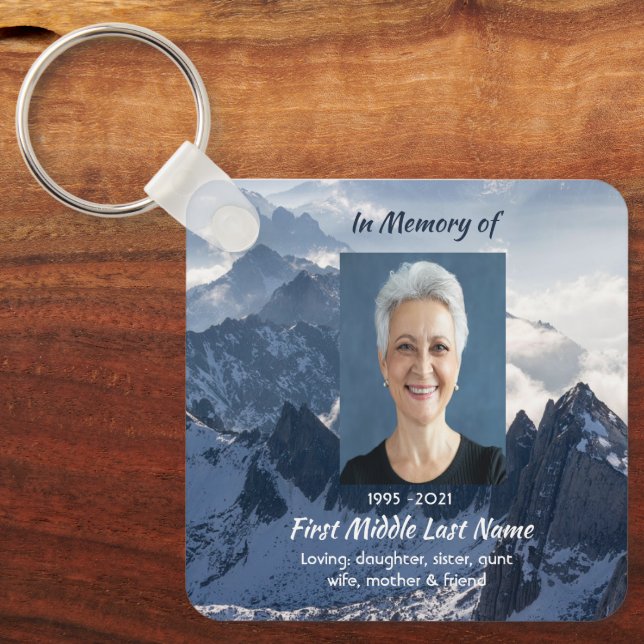 Mountains Alpine Memorial Keepsake Key Ring (Front)