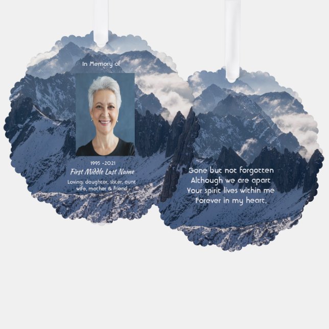Mountains Alpine Memorial Keepsake Tree Decoration Card (Front/Back)