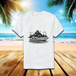 Mountains and Boat  T-Shirt