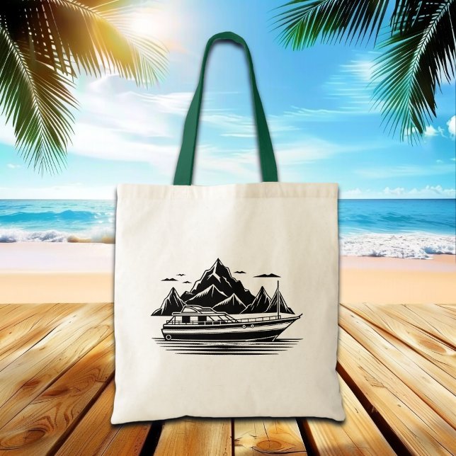 Mountains and Boat  Tote Bag (Creator Uploaded)