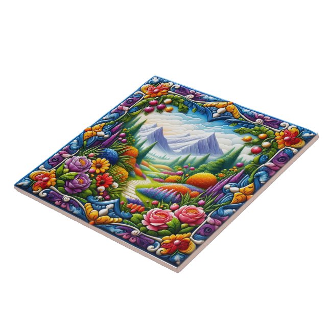 Mountains and Flowers Landscape Tiles (Side)