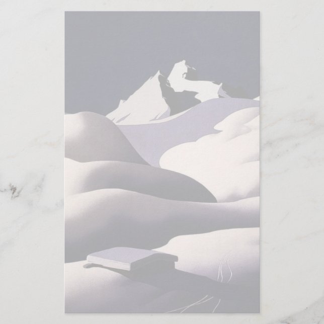 Mountains And Hills of Snow in Winter Stationery (Front)