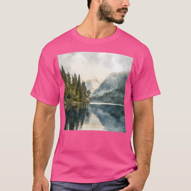 Mountains And Lake Landscape Mountains Wall Art Ac T-Shirt (Front)