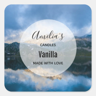 Mountains and Lake Scenic Nature - Candle Business Square Sticker