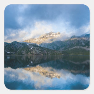 Mountains and Lake Scenic Nature Photo Square Sticker