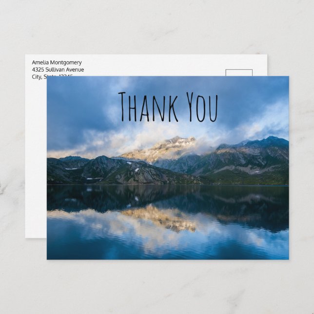 Mountains and Lake Scenic Nature Photo Thank You Postcard (Front/Back)