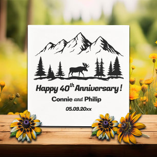 Mountains and Moose 40th Wedding Anniversary Napkin