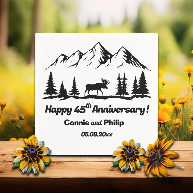 Mountains and Moose 45th Wedding Anniversary Napkin (Creator Uploaded)