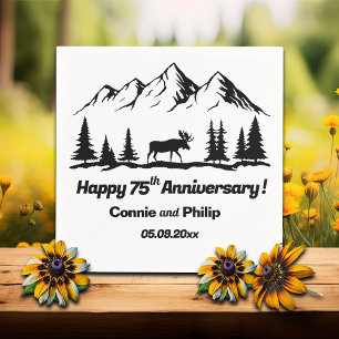 Mountains and Moose 75th Wedding Anniversary Napkin