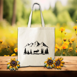Mountains and Moose Tote Bag