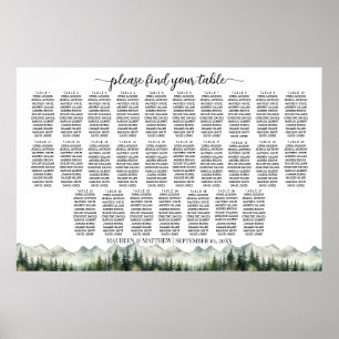 Mountains and Pines 27 Tables Wedding Seating Poster
