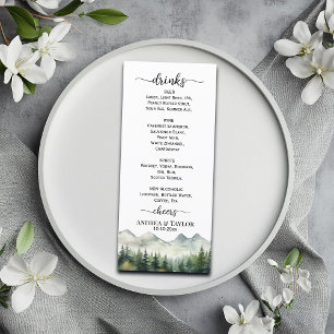 Mountains and Pines Elegant Wedding Bar Menu