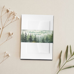 Mountains and Pines Elegant Wedding Invitation Belly Band