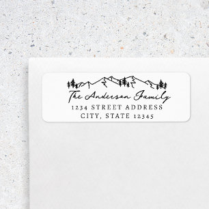 Mountains and Pines Hand Script Return Address