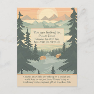 Mountains and Pinetree Customisable Invitation Postcard