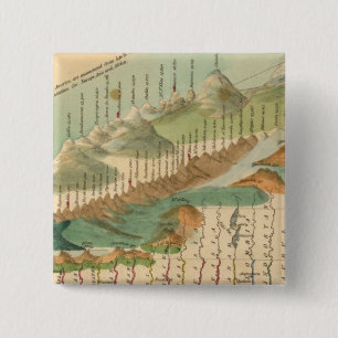 Mountains and Rivers Map 15 Cm Square Badge