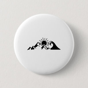 Mountains And Sea Hiking Surfer Climbing Hiker Nat 6 Cm Round Badge