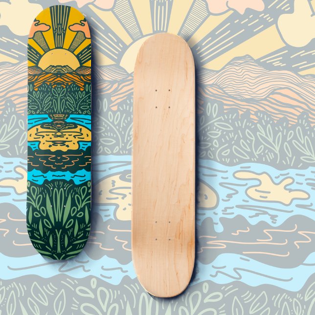 Mountains and Sun Skateboard (Creator Uploaded)