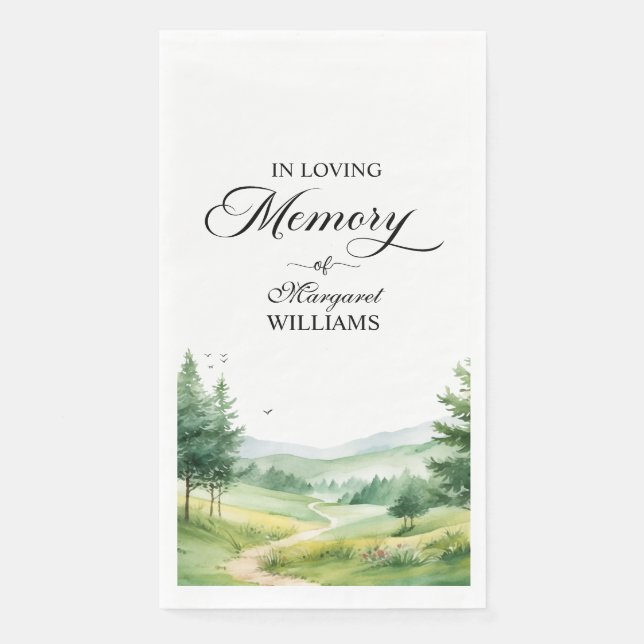Mountains and Trees Celebration Of Life Funeral Napkin (Front)