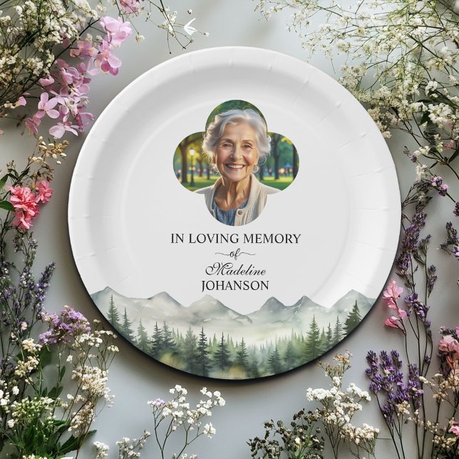 Mountains and Trees Celebration Of Life Funeral Paper Plate (Creator Uploaded)