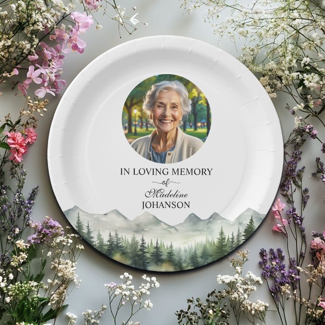 Mountains and Trees Celebration Of Life Funeral Paper Plate (Creator Uploaded)