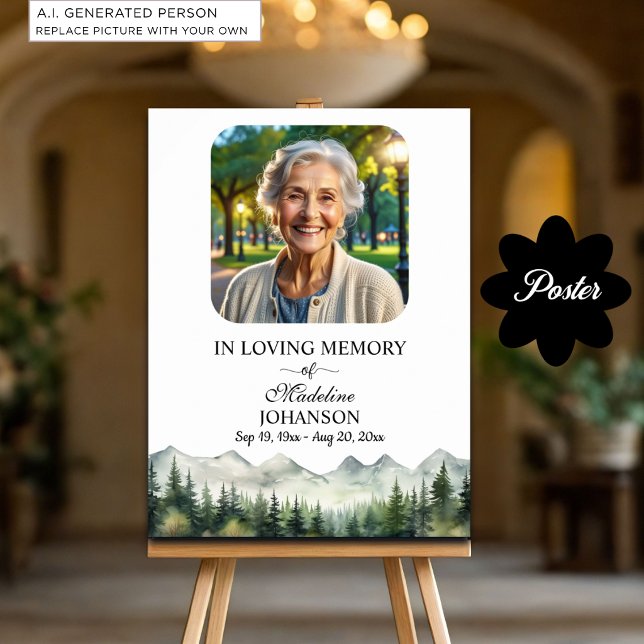 Mountains and Trees Celebration Of Life Funeral Poster (Creator Uploaded)