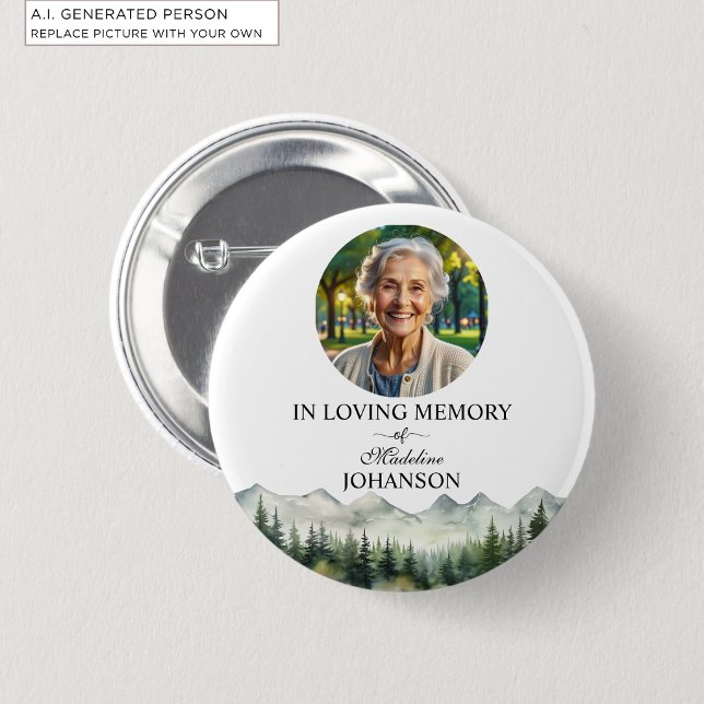 Mountains and Trees Celebration Of Life Keepsake 6 Cm Round Badge (Creator Uploaded)