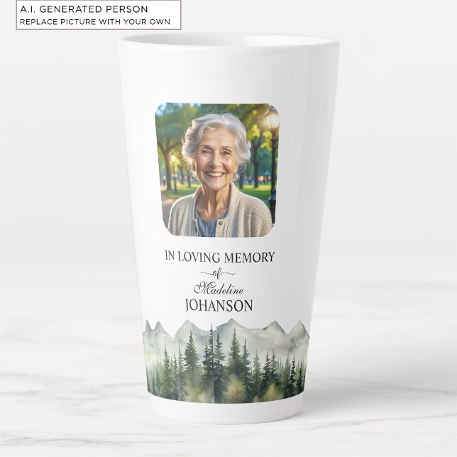 Mountains and Trees Celebration Of Life Keepsake Latte Mug (Creator Uploaded)